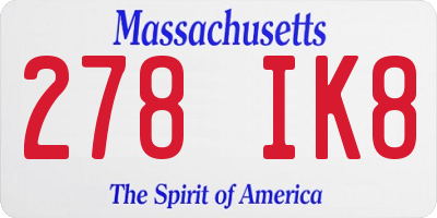 MA license plate 278IK8