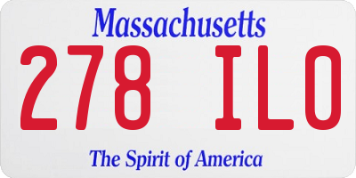 MA license plate 278IL0