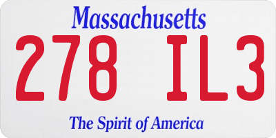 MA license plate 278IL3