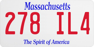 MA license plate 278IL4
