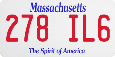 MA license plate 278IL6