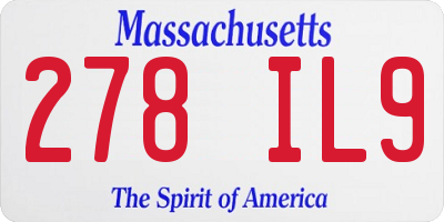 MA license plate 278IL9