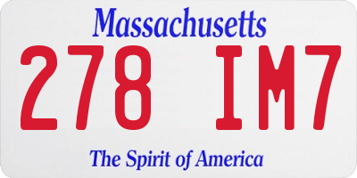 MA license plate 278IM7