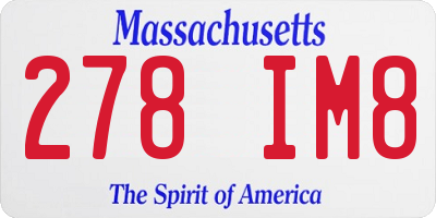 MA license plate 278IM8