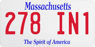 MA license plate 278IN1