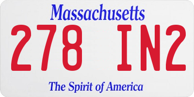 MA license plate 278IN2