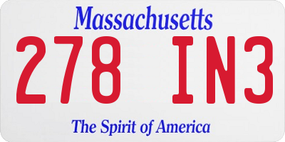 MA license plate 278IN3