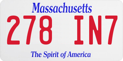 MA license plate 278IN7