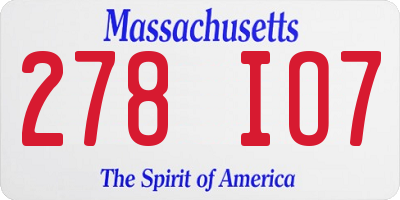 MA license plate 278IO7