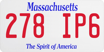 MA license plate 278IP6