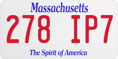 MA license plate 278IP7