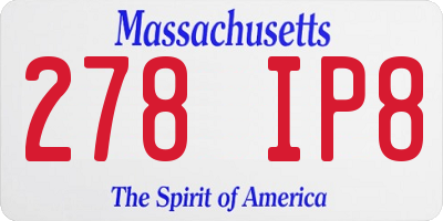 MA license plate 278IP8