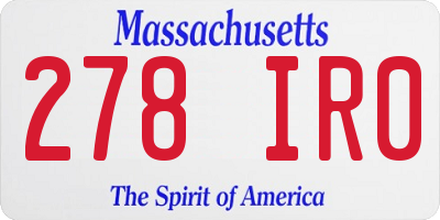 MA license plate 278IR0
