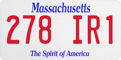 MA license plate 278IR1