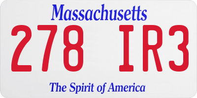 MA license plate 278IR3