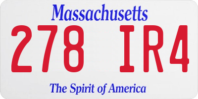 MA license plate 278IR4