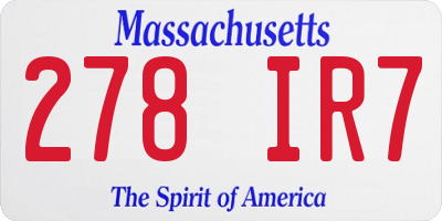 MA license plate 278IR7
