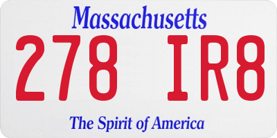MA license plate 278IR8