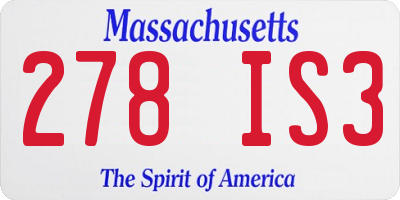 MA license plate 278IS3