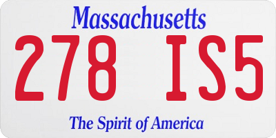 MA license plate 278IS5