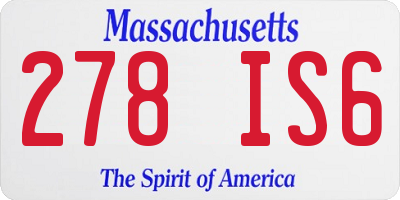 MA license plate 278IS6