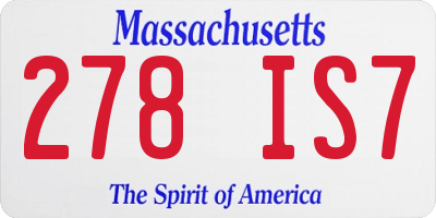 MA license plate 278IS7