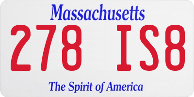 MA license plate 278IS8