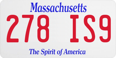 MA license plate 278IS9