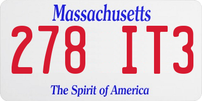 MA license plate 278IT3