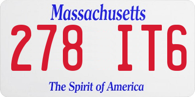 MA license plate 278IT6