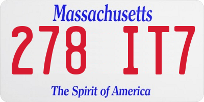 MA license plate 278IT7
