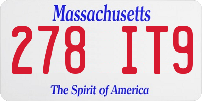 MA license plate 278IT9