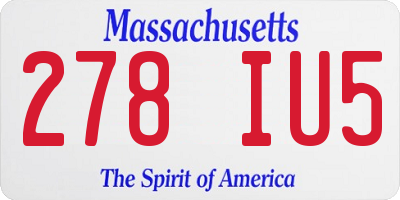 MA license plate 278IU5