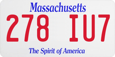 MA license plate 278IU7