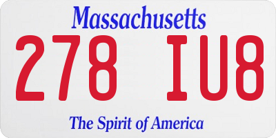 MA license plate 278IU8