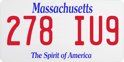 MA license plate 278IU9