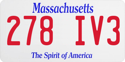 MA license plate 278IV3