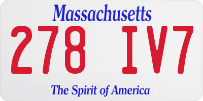 MA license plate 278IV7
