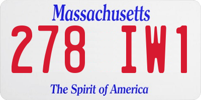 MA license plate 278IW1