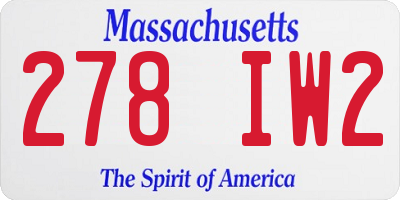 MA license plate 278IW2
