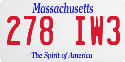 MA license plate 278IW3