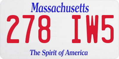 MA license plate 278IW5