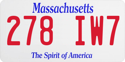 MA license plate 278IW7