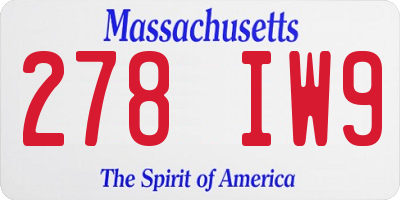 MA license plate 278IW9