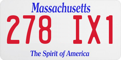 MA license plate 278IX1
