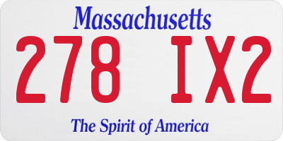 MA license plate 278IX2