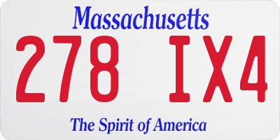 MA license plate 278IX4