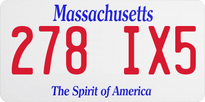 MA license plate 278IX5