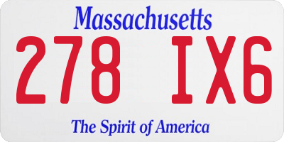 MA license plate 278IX6
