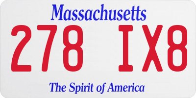 MA license plate 278IX8